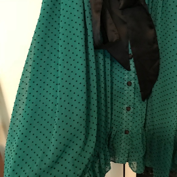 Women’s dress Teal with black polka dots - Picture 4 of 6